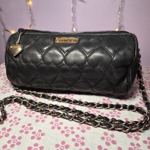 Vintage MOSCHINO Heart Quilted Lambskin Cylinder Chain Bag